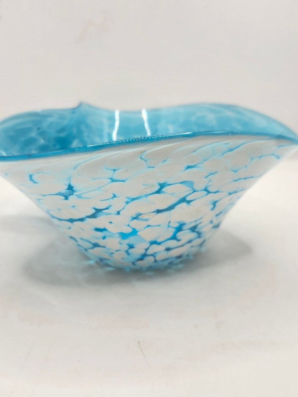 Vintage Hand-Blown Murano-Style Blue Speckled Dish